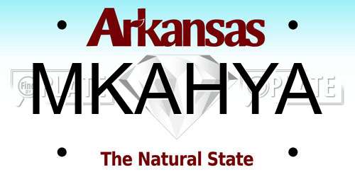 MKAHYA Arkansas License Plate