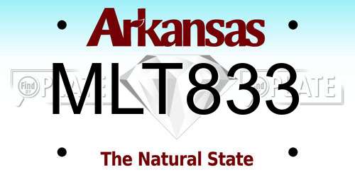MLT833 Arkansas License Plate