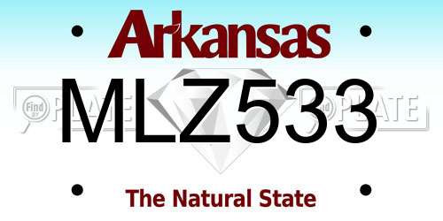 MLZ533 Arkansas License Plate