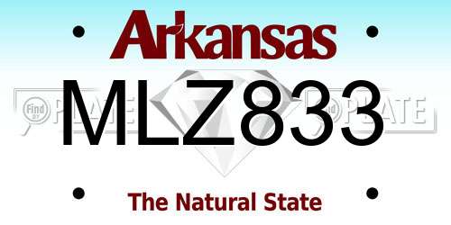 MLZ833 Arkansas License Plate
