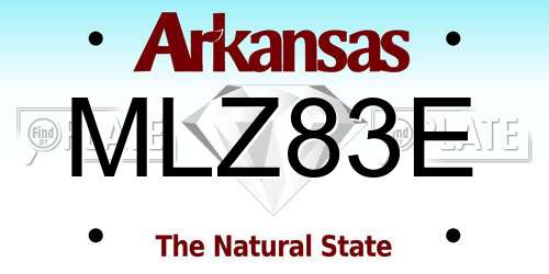 MLZ83E Arkansas License Plate