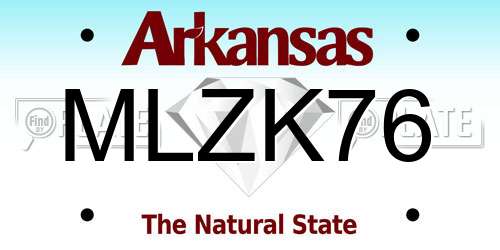 MLZK76 Arkansas License Plate