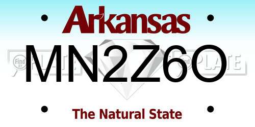 MN2Z6O Arkansas License Plate