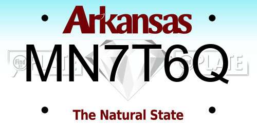 MN7T6Q Arkansas License Plate