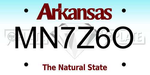 MN7Z6O Arkansas License Plate