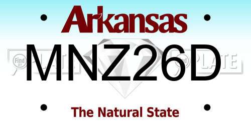 MNZ26D Arkansas License Plate