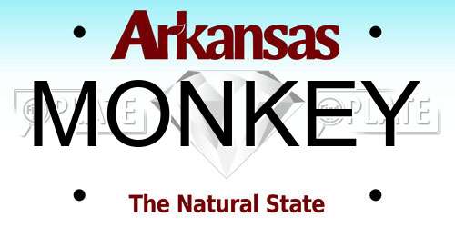 MONKEY Arkansas License Plate