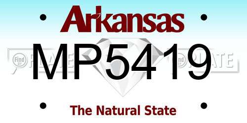 MP5419 Arkansas License Plate