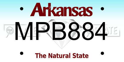 MPB884 Arkansas License Plate