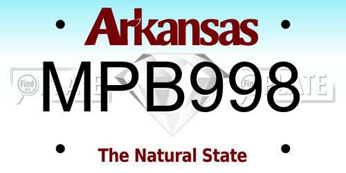 MPB998 Arkansas License Plate