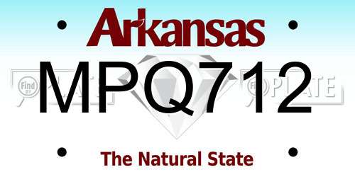MPQ712 Arkansas License Plate