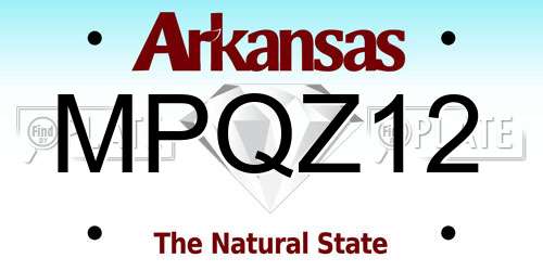 MPQZ12 Arkansas License Plate