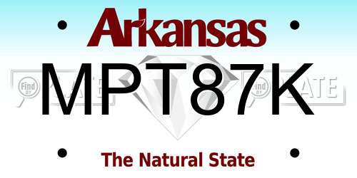 MPT87K Arkansas License Plate