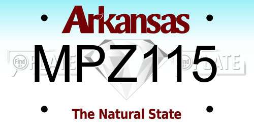 MPZ115 Arkansas License Plate