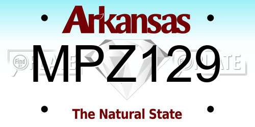 MPZ129 Arkansas License Plate