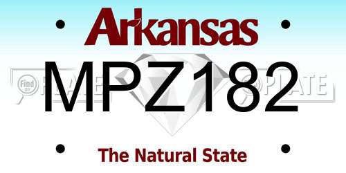 MPZ182 Arkansas License Plate
