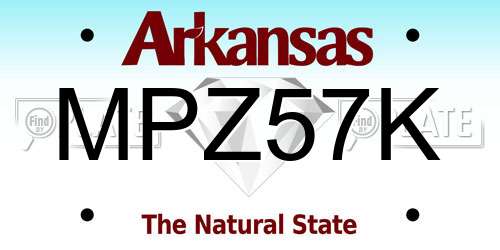 MPZ57K Arkansas License Plate