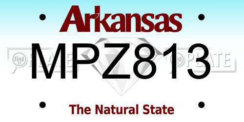 MPZ813 Arkansas License Plate