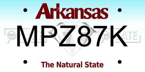 MPZ87K Arkansas License Plate