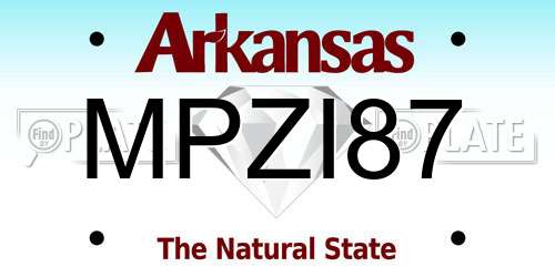 MPZI87 Arkansas License Plate