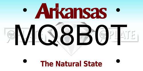 MQ8B0T Arkansas License Plate