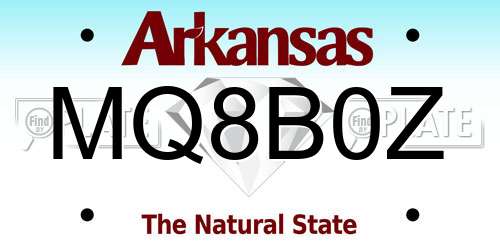 MQ8B0Z Arkansas License Plate