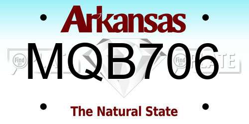 MQB706 Arkansas License Plate