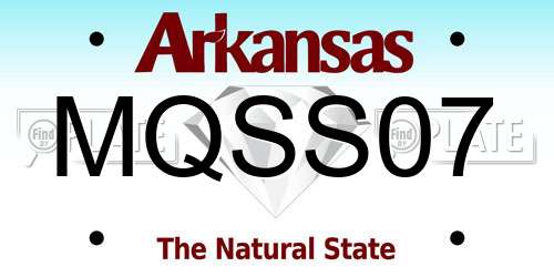 MQSS07 Arkansas License Plate