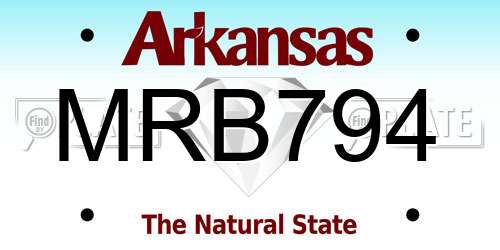 MRB794 Arkansas License Plate