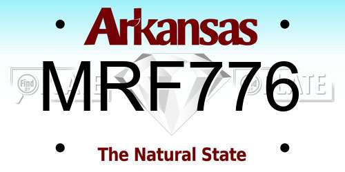 MRF776 Arkansas License Plate