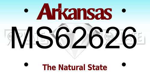 MS62626 Arkansas License Plate