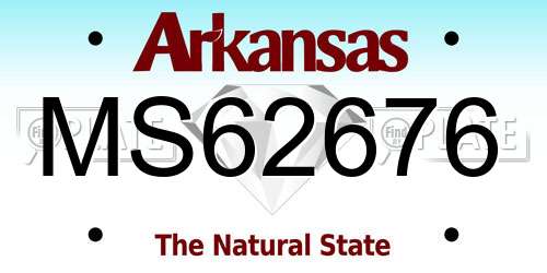 MS62676 Arkansas License Plate