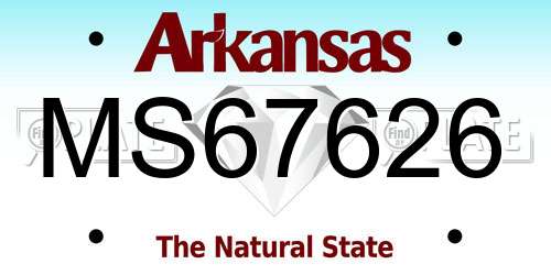 MS67626 Arkansas License Plate