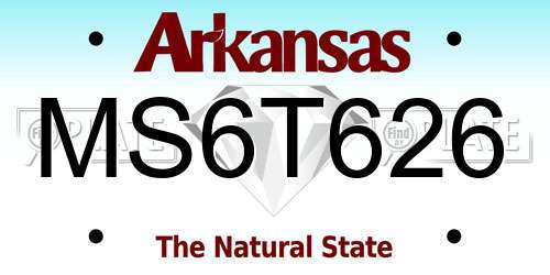 MS6T626 Arkansas License Plate