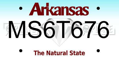 MS6T676 Arkansas License Plate