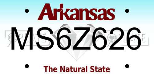 MS6Z626 Arkansas License Plate