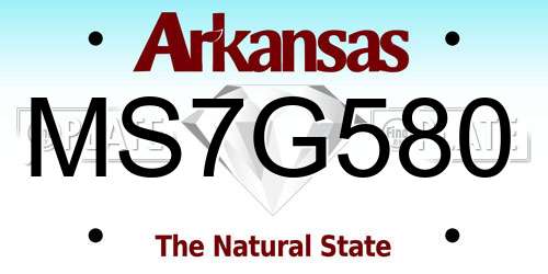 MS7G580 Arkansas License Plate