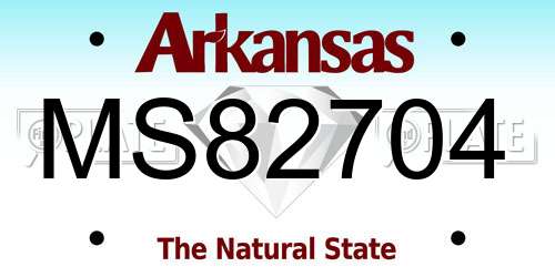 MS82704 Arkansas License Plate