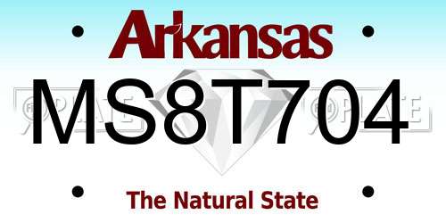 MS8T704 Arkansas License Plate