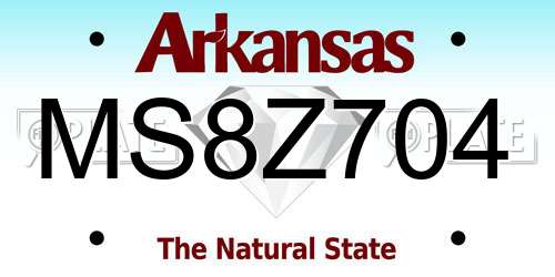 MS8Z704 Arkansas License Plate