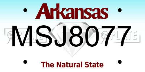 MSJ8077 Arkansas License Plate