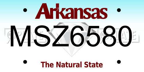 MSZ6580 Arkansas License Plate