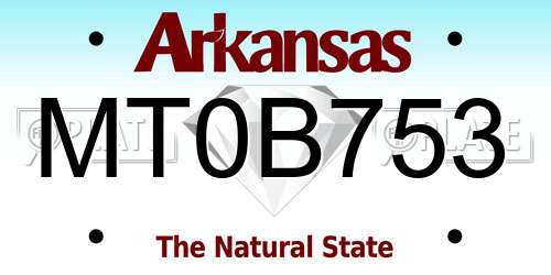 MT0B753 Arkansas License Plate