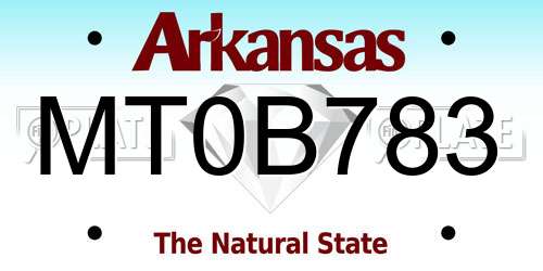 MT0B783 Arkansas License Plate