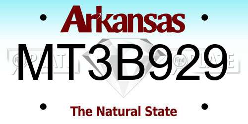 MT3B929 Arkansas License Plate