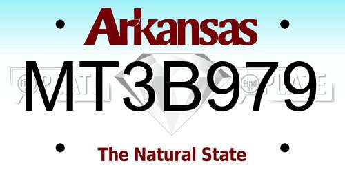 MT3B979 Arkansas License Plate