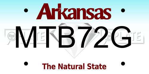 MTB72G Arkansas License Plate