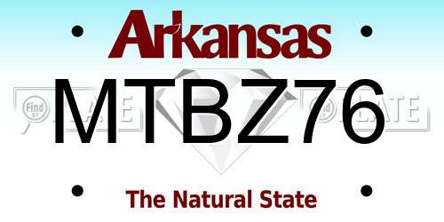 MTBZ76 Arkansas License Plate