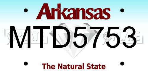 MTD5753 Arkansas License Plate