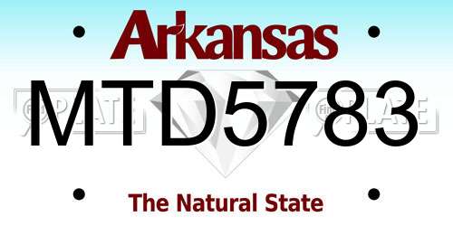 MTD5783 Arkansas License Plate